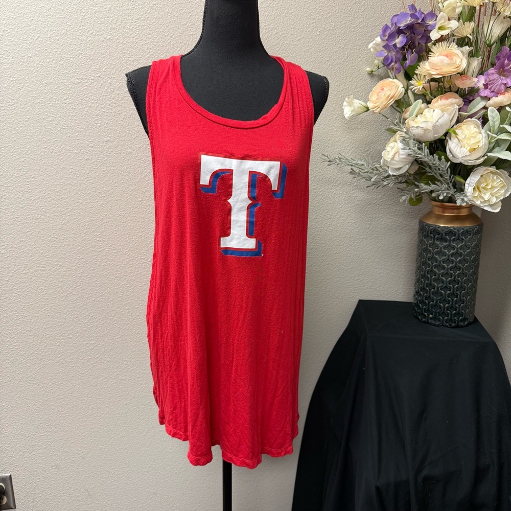 Texas Rangers MLB New Era Red Tank Top Womens 1X Baseball Fan Game Day Tee - Picture 2 of 9